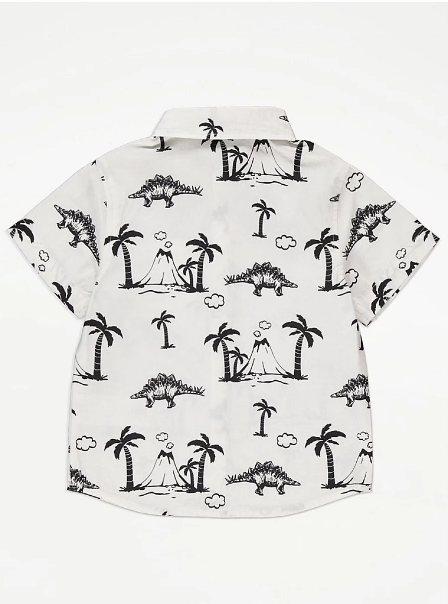 George at Asda Boys' Dinosaur Print Shirt and Shorts Outfit Set - Kids' Playwear & Casual Summer Clothes