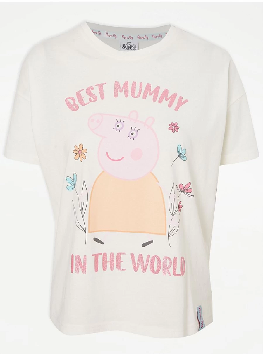 "Peppa Pig Floral Pyjamas - Best Mummy In The World Pajama Set by George at Asda"