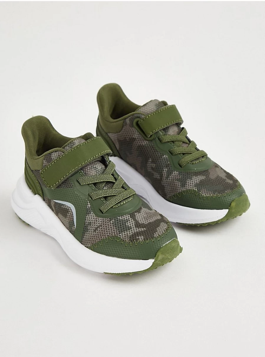 "George at Asda Kids' Khaki Camouflage Mesh Sports Trainers – Lightweight & Breathable"