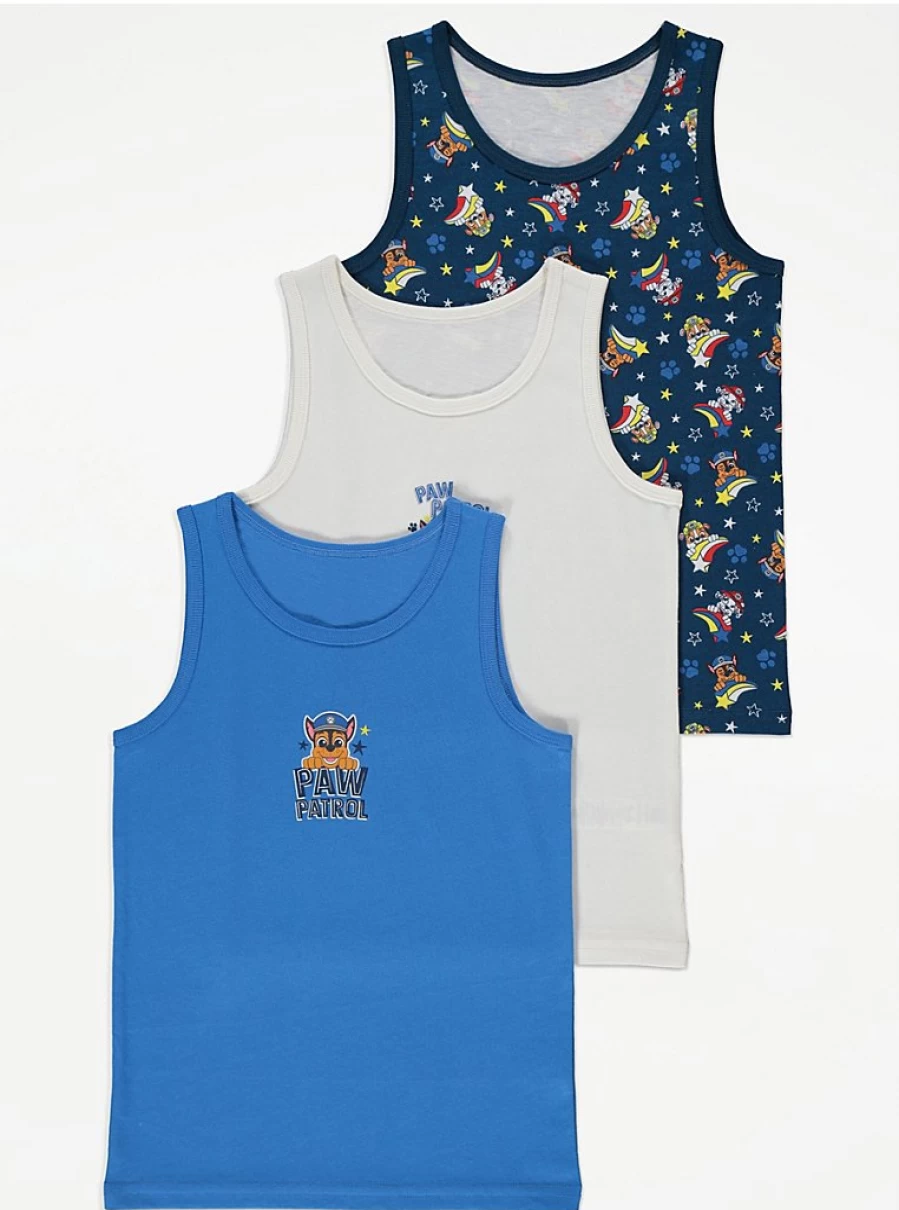 "George at Asda Paw Patrol Kids' Vest 3-Pack – Durable & Fun Costume Set"