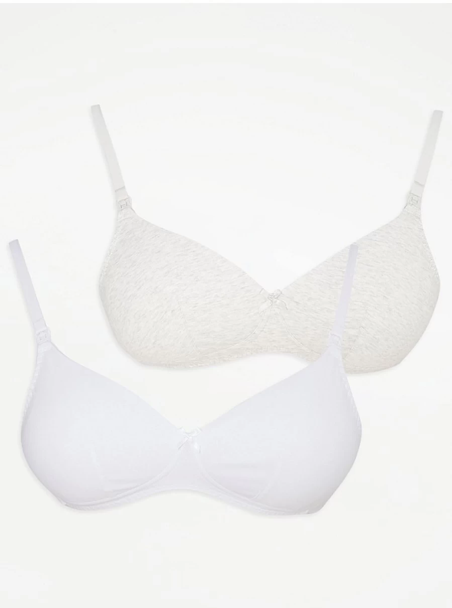 Baby Maternity Nursing Bras 2 Pack - Soft Padded T-Shirt Nursing Bras for Comfort & Support | George at Asda