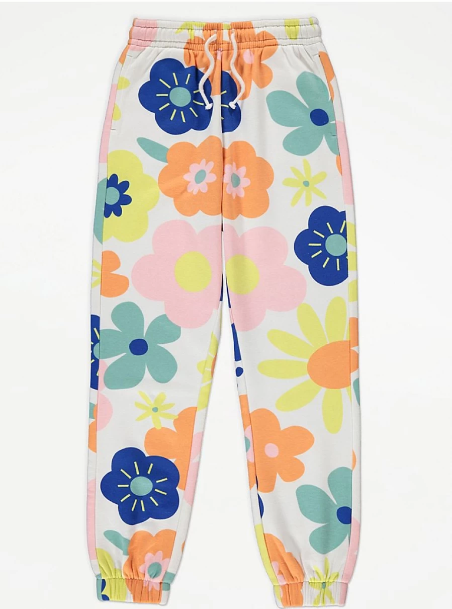 "George at Asda Kids Bright Floral Joggers | Comfortable Play Pants for Children"