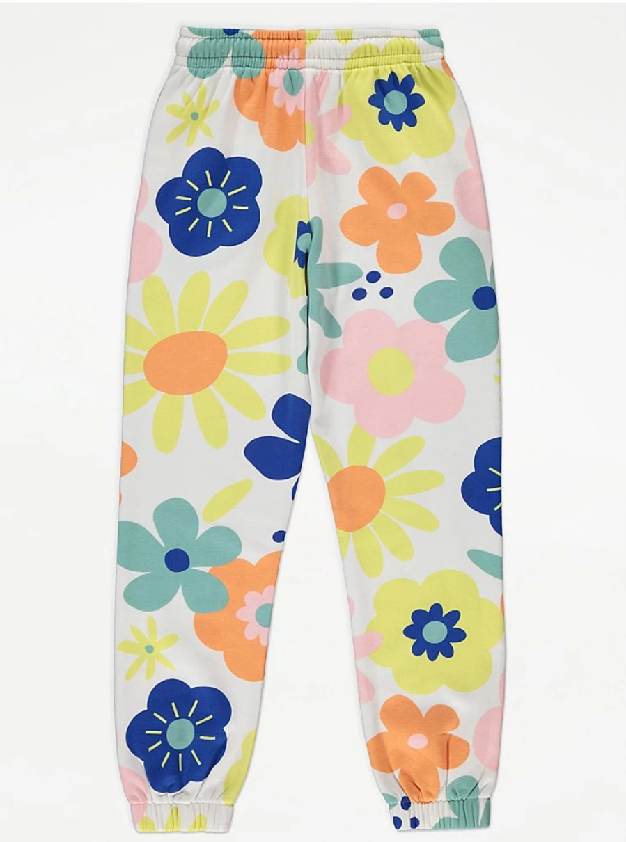 "George at Asda Kids Bright Floral Joggers | Comfortable Play Pants for Children"