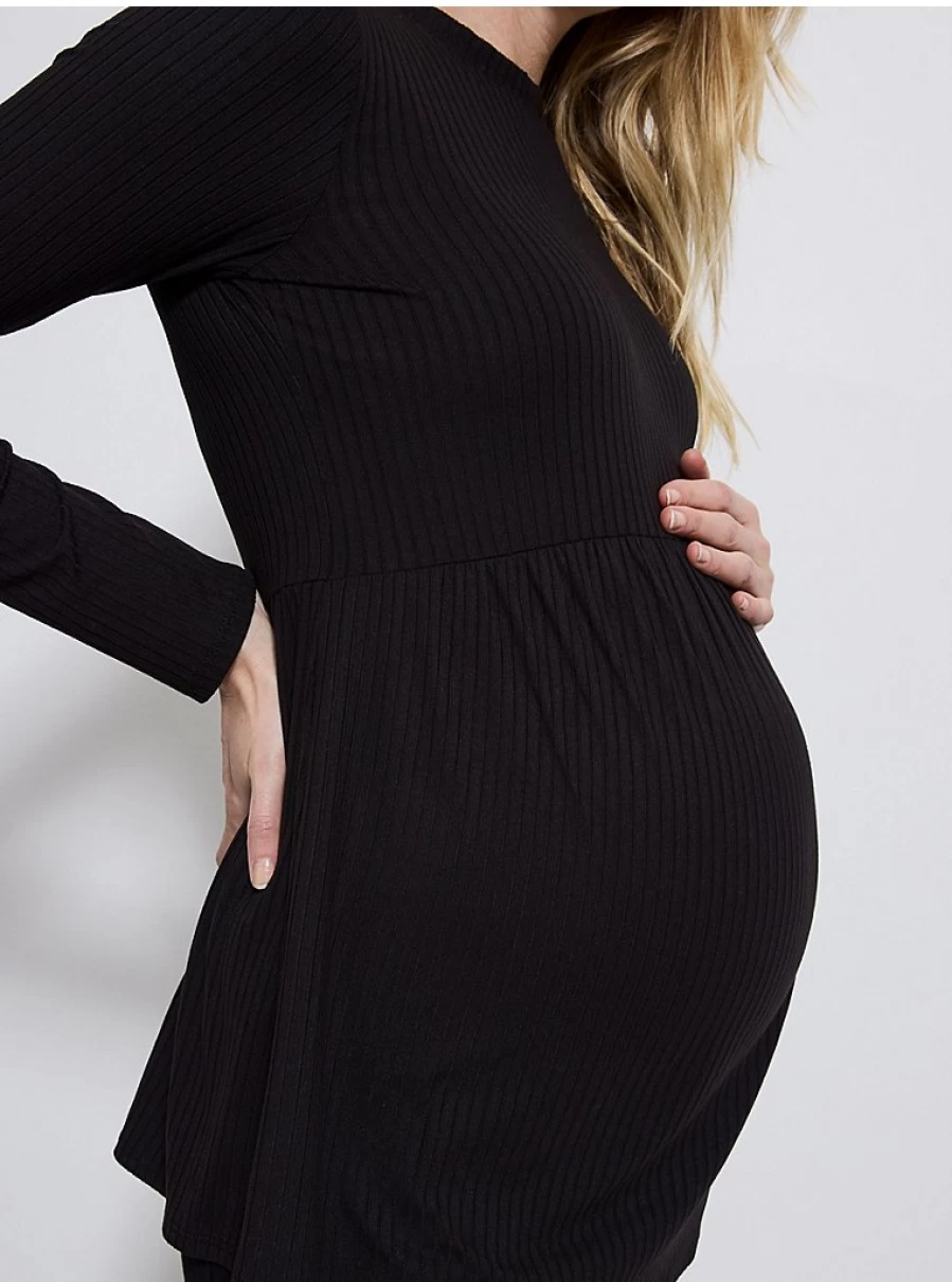Baby Black Ribbed Peplum Long Sleeve Top | George at Asda
