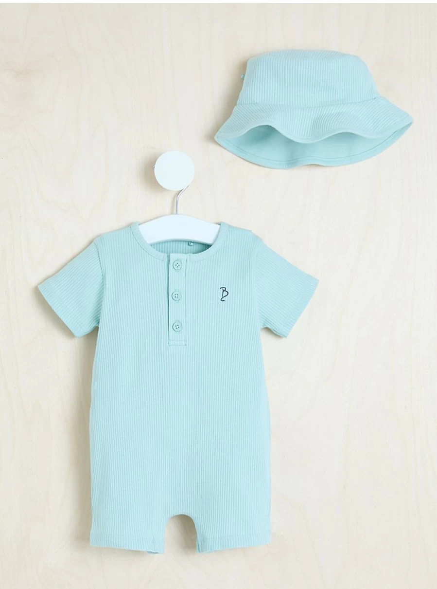 "George at Asda Baby Green Ribbed Romper and Hat Set – Billie Faiers Style Outfit Reviews"