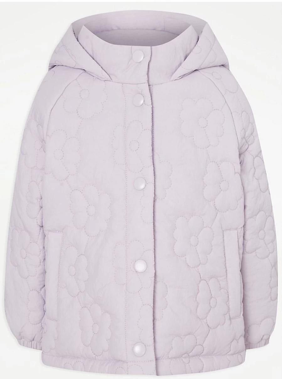 "George at Asda Kids Lilac Floral Quilted Padded Jacket Review: Warm Winter Coat for Girls & Boys"