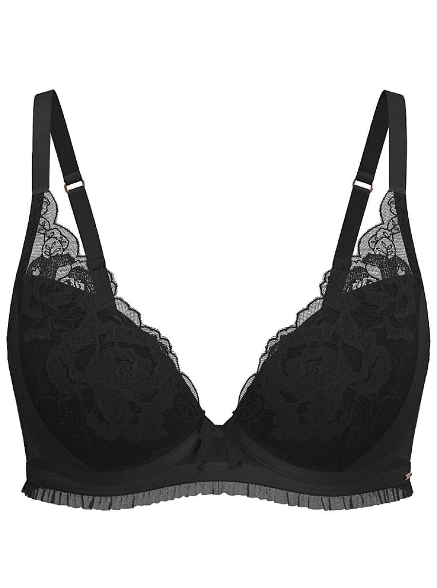 Black Rose Embroidered Plunge Padded Bra - George at Asda Lingerie Review