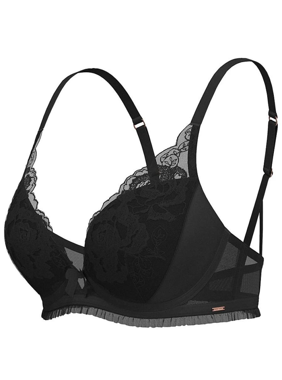 Black Rose Embroidered Plunge Padded Bra - George at Asda Lingerie Review