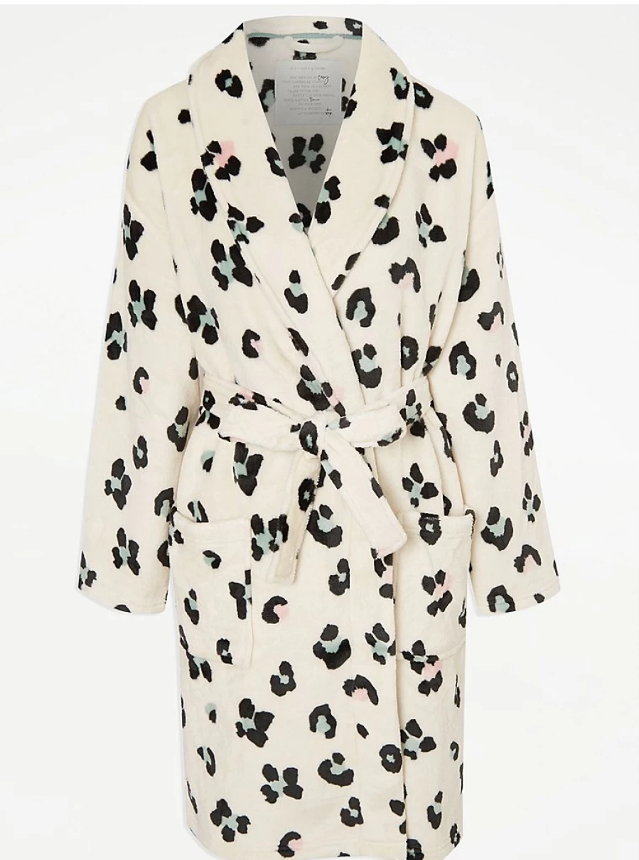 "George at Asda Cream Animal Print Dressing Gown - Soft Women's Lingerie Robe Review"