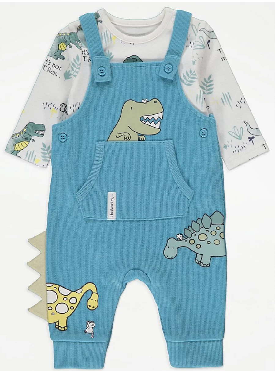 "George at Asda Boys' T-Rex Dungarees and Bodysuit Outfit – Cute Dinosaur Baby Clothes Review"