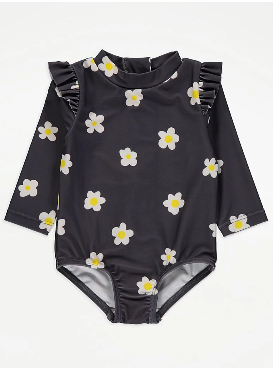 "George at Asda Baby Charcoal Daisy Print Long Sleeve Swimsuit Review"
