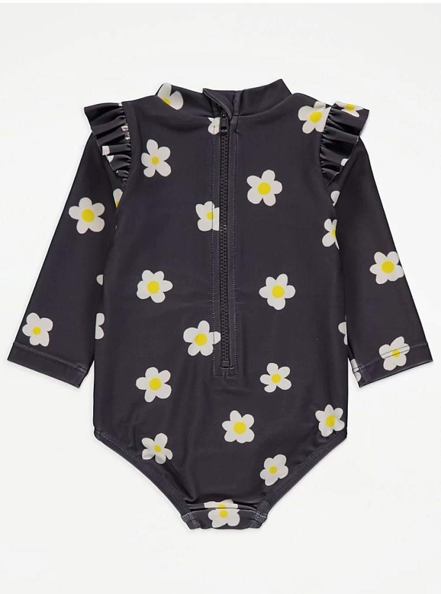"George at Asda Baby Charcoal Daisy Print Long Sleeve Swimsuit Review"