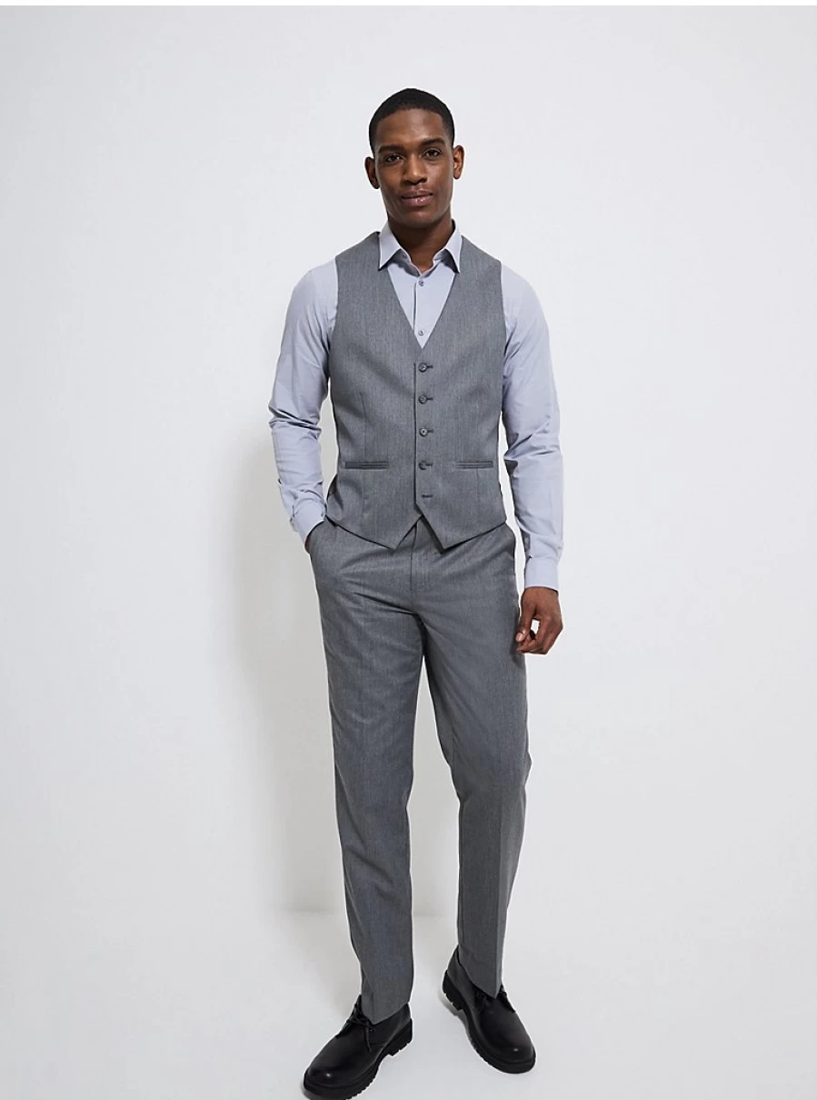 "George at Asda Men's Dark Grey Suit Waistcoat – Stylish & Comfortable Formal Wear"