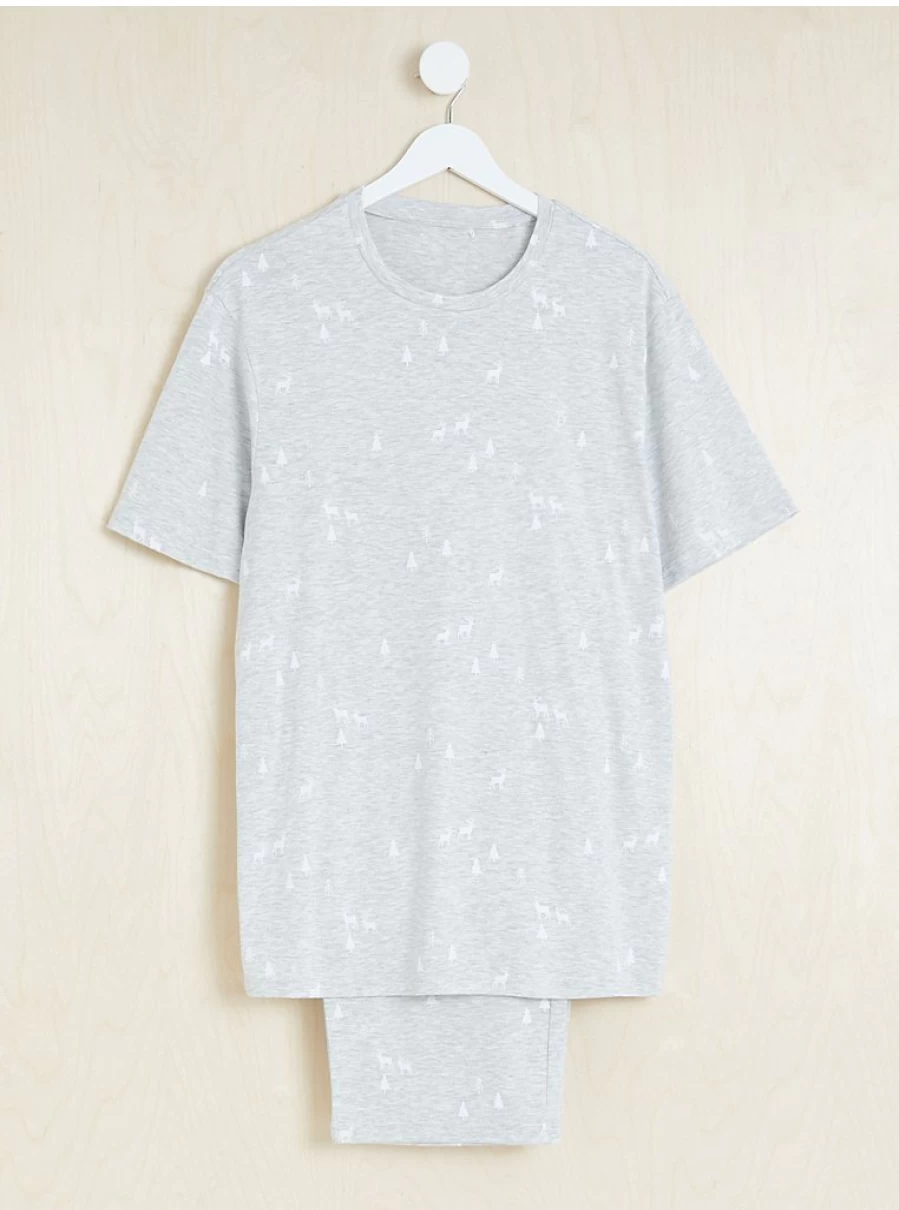 Men's Grey Reindeer Christmas Pyjamas | George at Asda | Festive Holiday Sleepwear