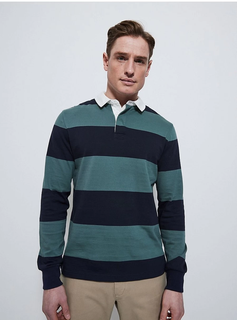 Men's Green Striped Rugby Shirt by George at Asda – Comfort & Style Review