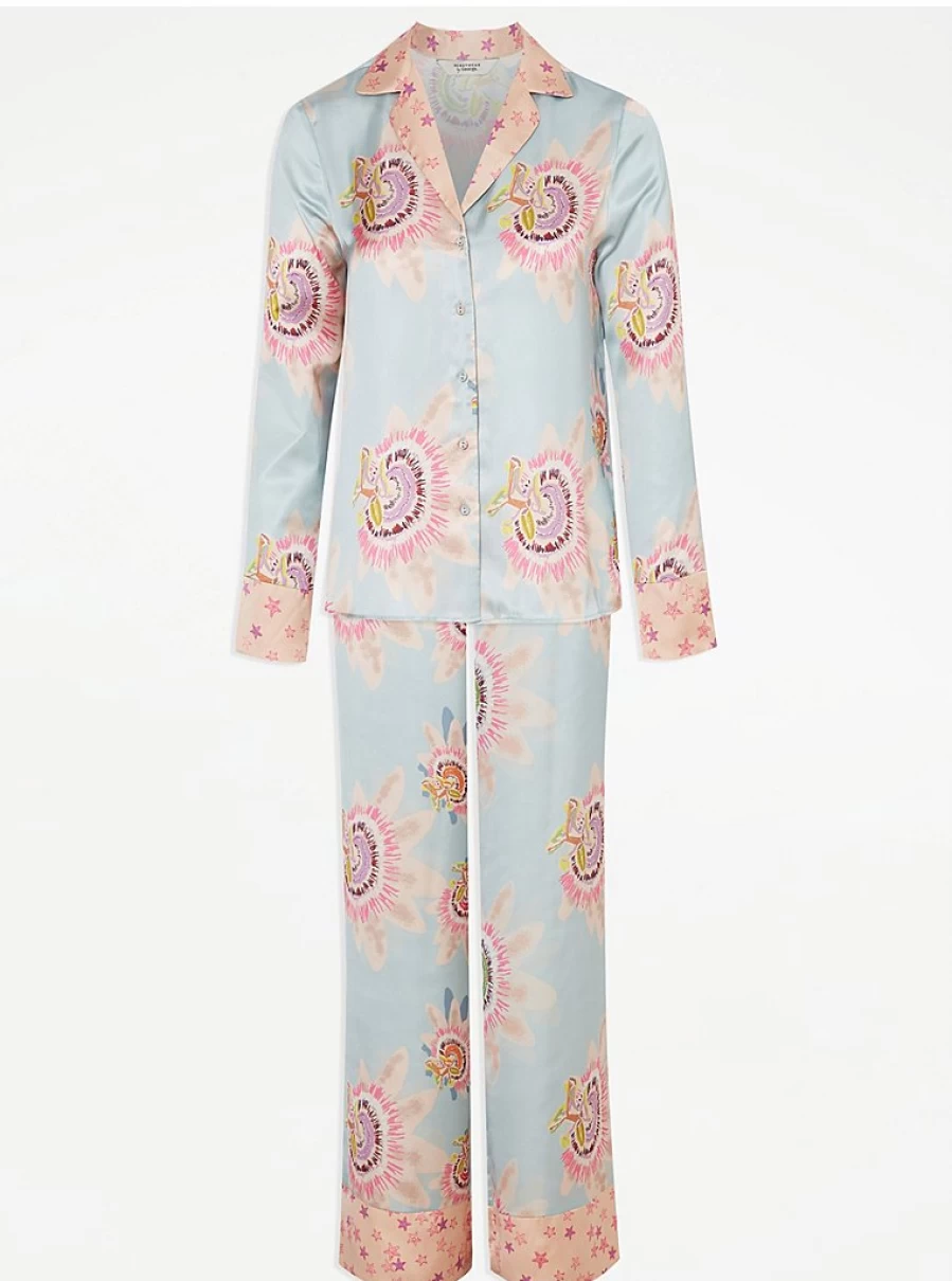 "George at Asda Women's Floral Satin Pajama Set - Comfortable Sleepwear & Loungewear"