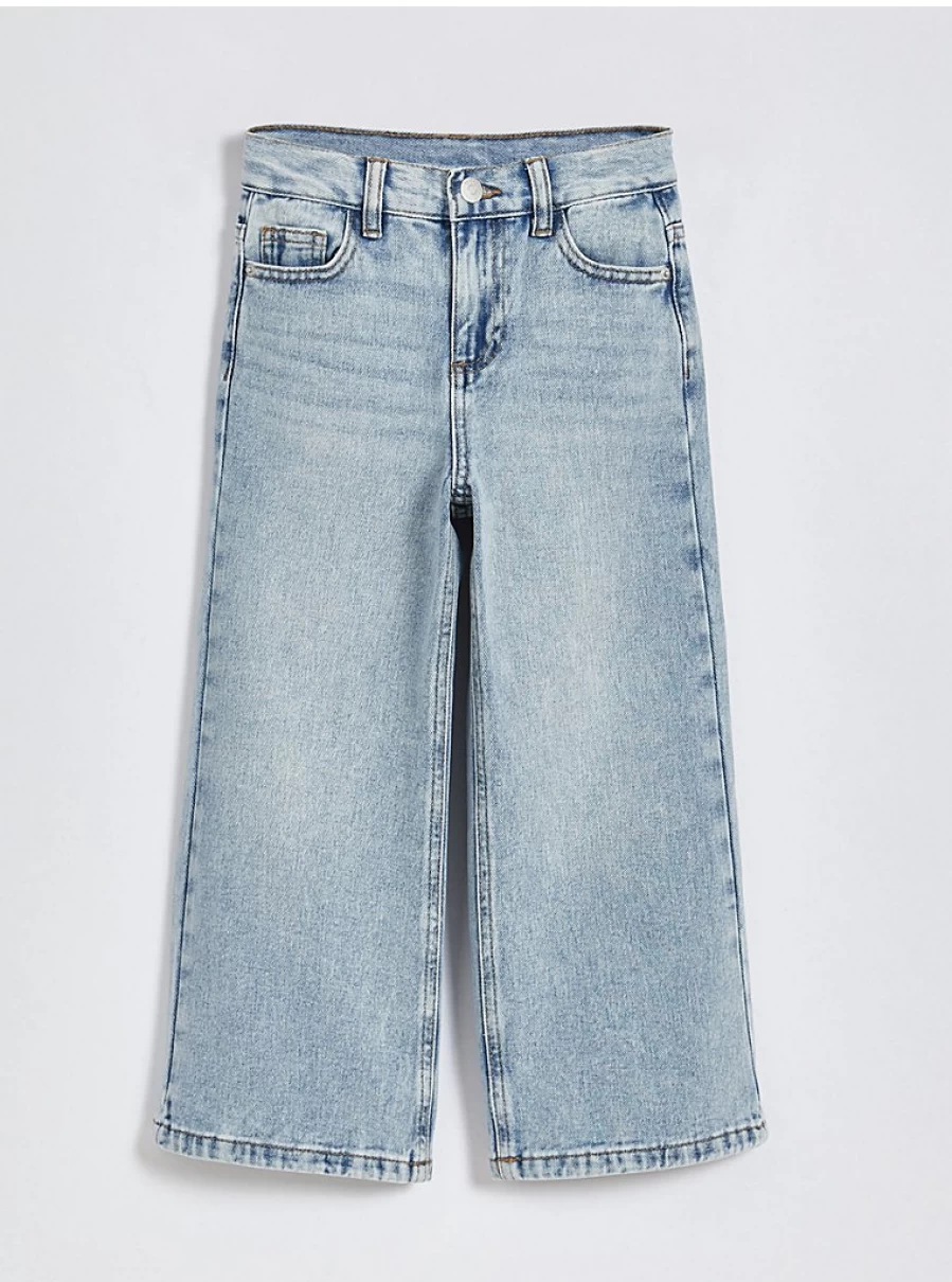 "George at Asda Kids' Blue Faded Light Wash Wide Leg Jeans – Comfortable & Stylish Denim for Children"