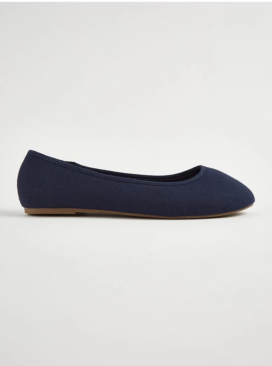 Women's Wide Fit Navy Blue Canvas Ballet Flats by George at Asda – Comfortable & Stylish Slip-On Shoes