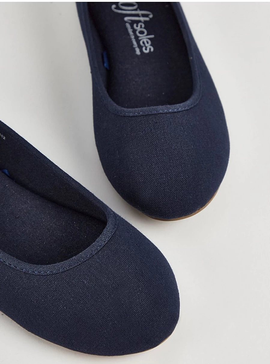 Women's Wide Fit Navy Blue Canvas Ballet Flats by George at Asda – Comfortable & Stylish Slip-On Shoes