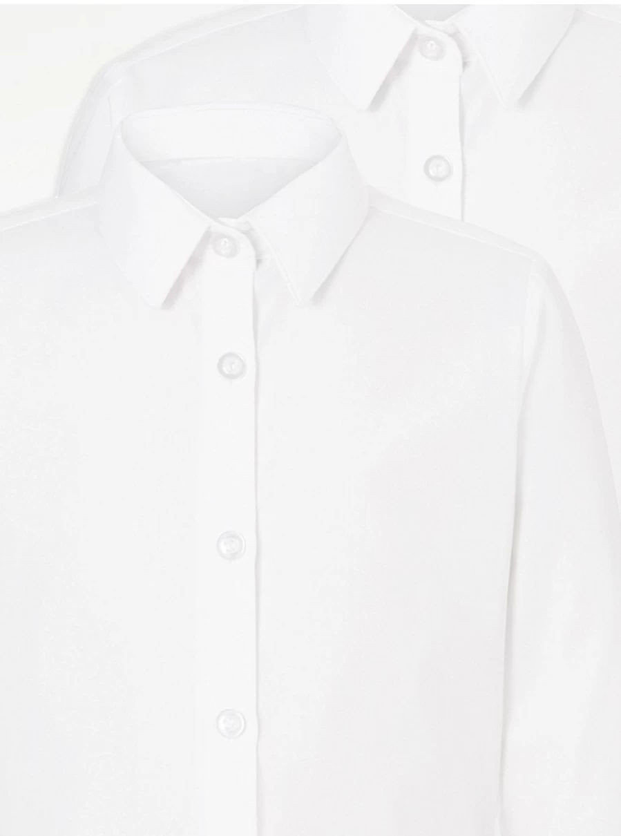 "George at Asda Girls' White 3/4 Sleeve School Shirts 2-Pack – Comfortable & Stylish Uniform Tops"
