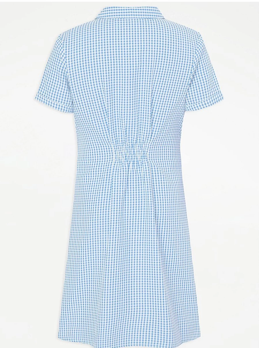 "Girls' Light Blue Gingham School Dress with Belt | George at Asda | Comfortable & Stylish"