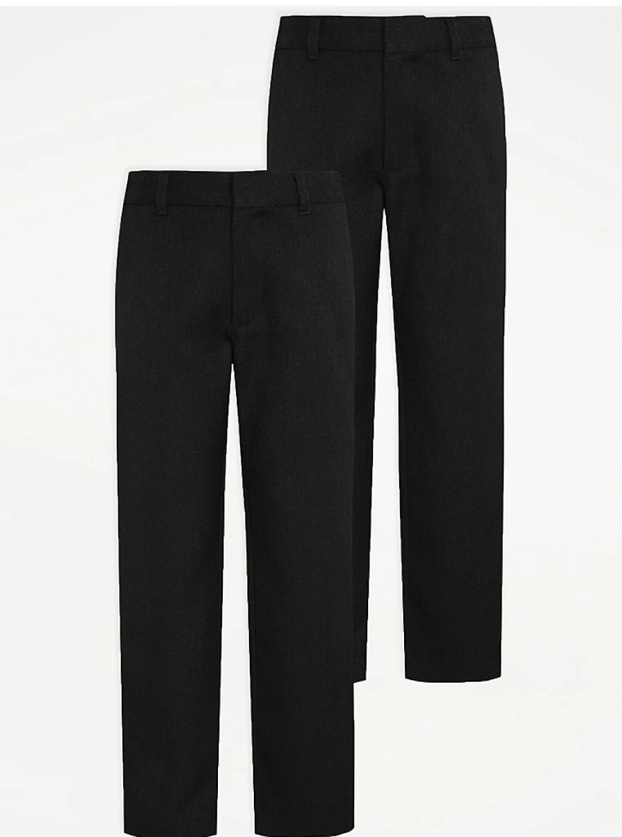 "George at Asda Boys' 2-Pack Charcoal Regular Fit School Trousers for School Uniform"