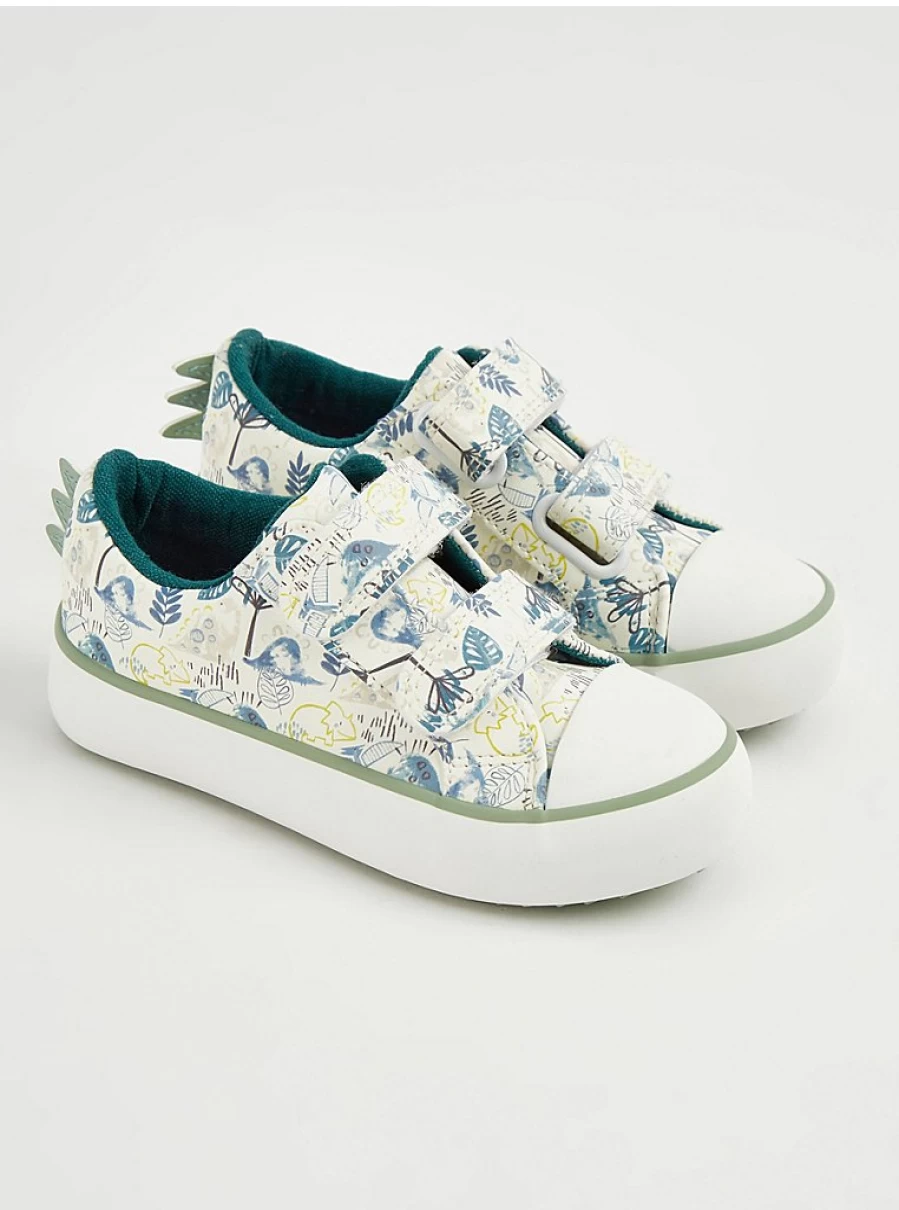 "George at Asda Boys' White Dinosaur Spike Double Strap Cupsole Trainers – Kids' Sneakers Review"