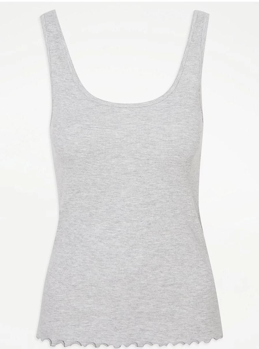 "George at Asda Grey Ribbed Pyjama Vest Top - Comfortable Lingerie Sleepwear for Women"
