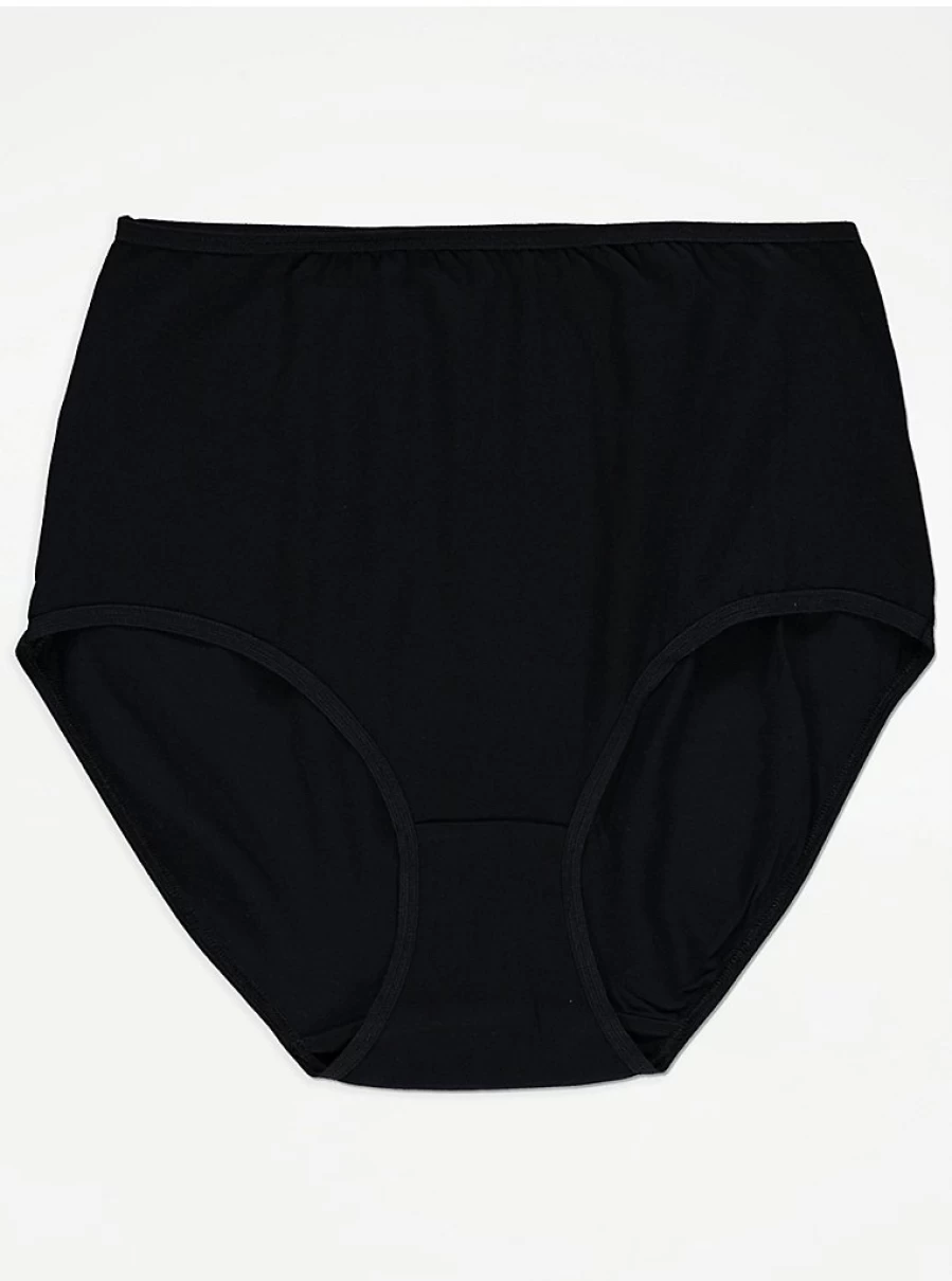 George at Asda Black Cotton Full Briefs 7-Pack - Comfortable Women's Underwear Multipack