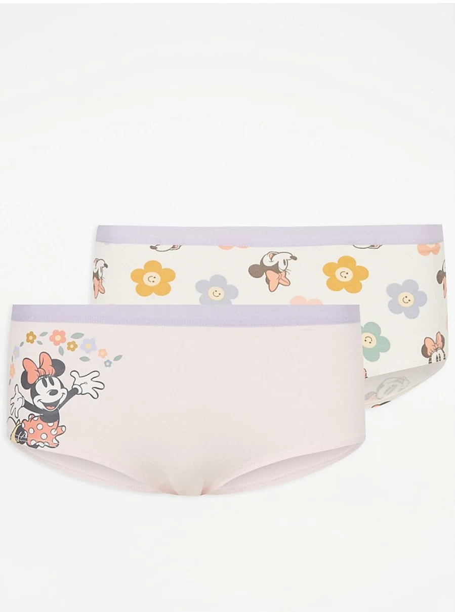George at Asda Disney Minnie Mouse Floral Print Shorts 2-Pack - Women's Comfortable Lounge Pajama Set