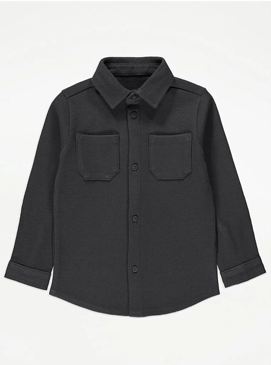 "George at Asda Boys' Charcoal Waffle Long Sleeve Shirt Review"