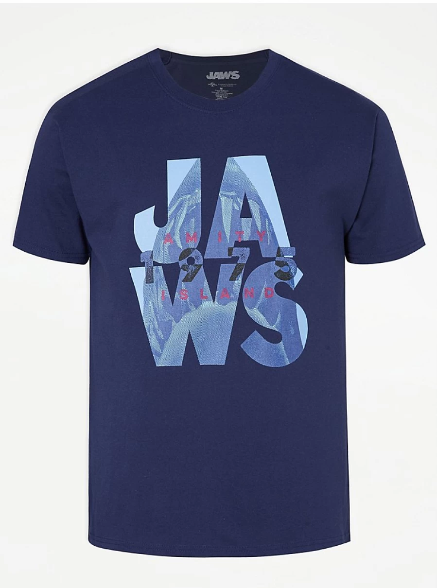 Men's Jaws Movie 1975 Vintage Navy T-Shirt - George at Asda Official Graphic Tee
