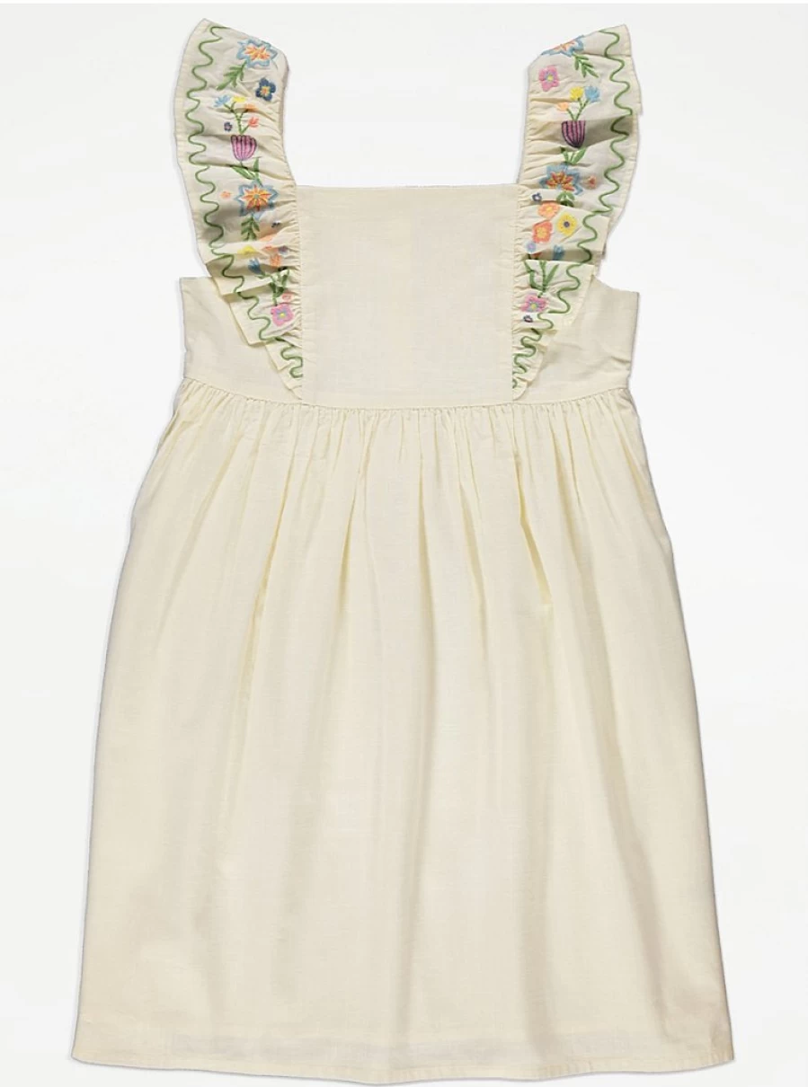 "George at Asda Girls Cream Embroidered Frill Strap Dress – Reviews & Style Guide"