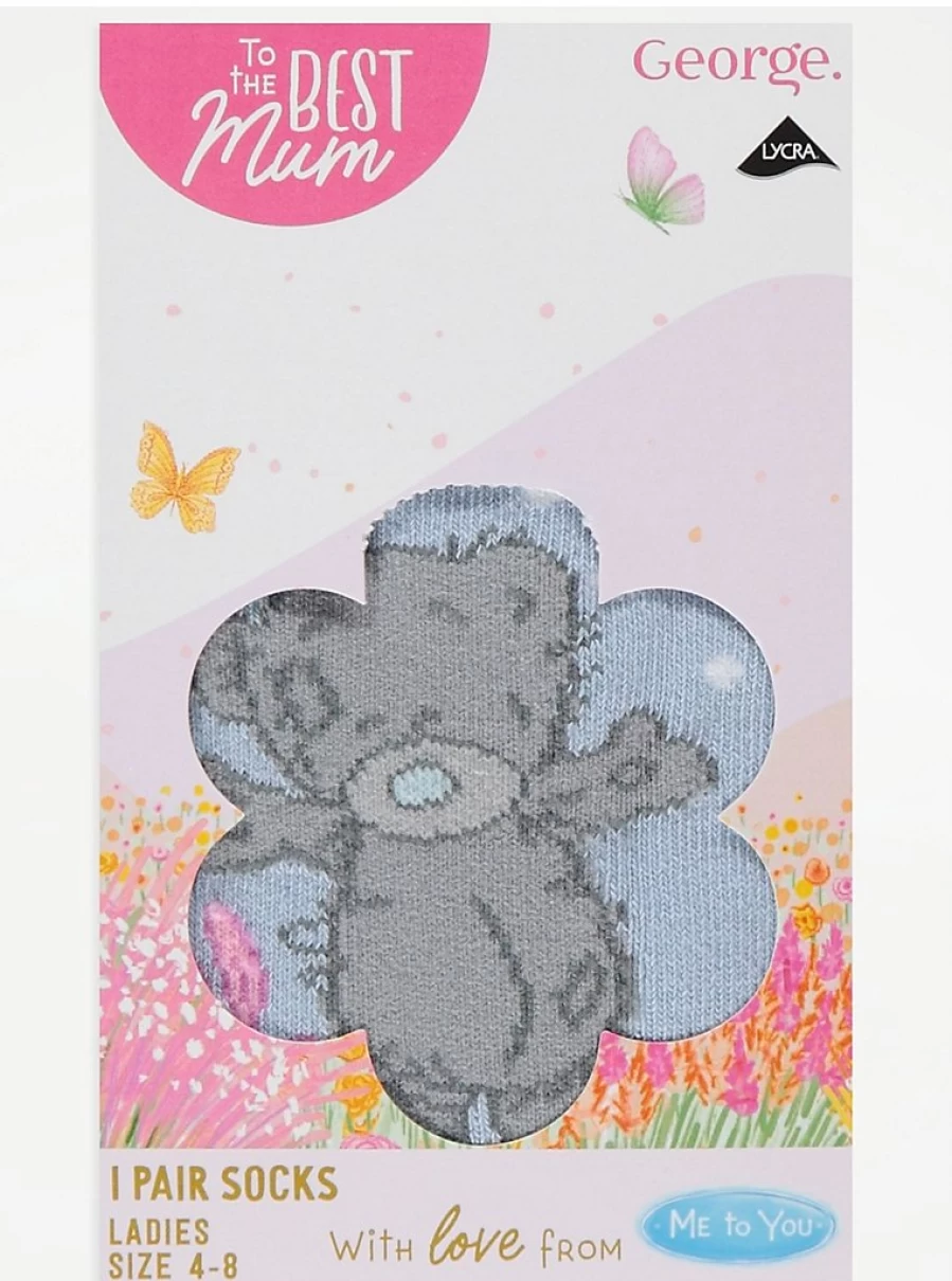 "George at Asda Tatty Teddy Mother's Day Gift Box - Blue Love Socks & Lingerie Set"