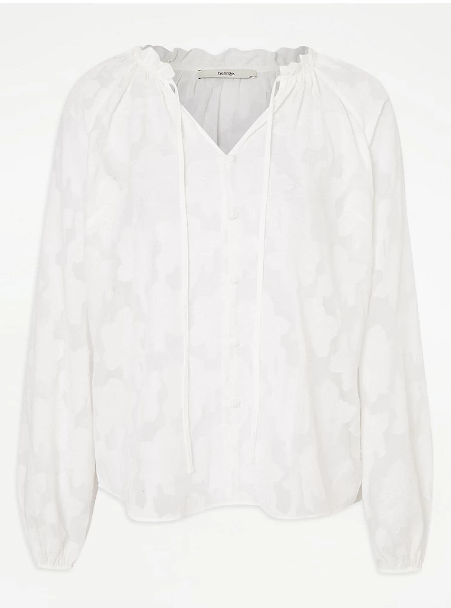 Women's White Frill Neck Blouse | George at Asda | Stylish & Comfortable Top