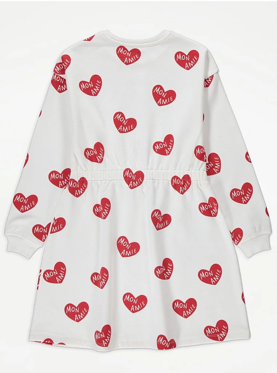 "George at Asda Girls' White Mon Amie Love Heart Sweatshirt Dress Review"