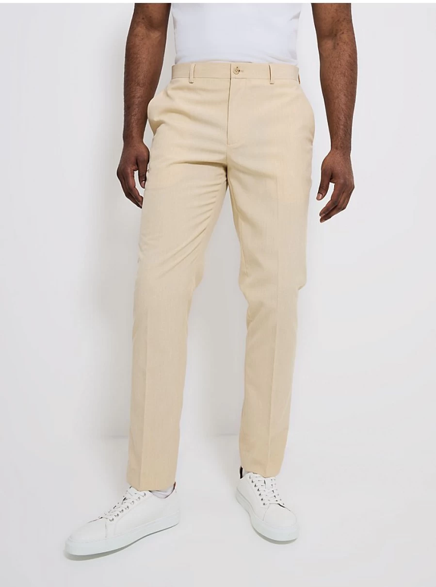 "George at Asda Men's Beige Slim Fit Suit Trousers | Comfortable & Stylish Pants"