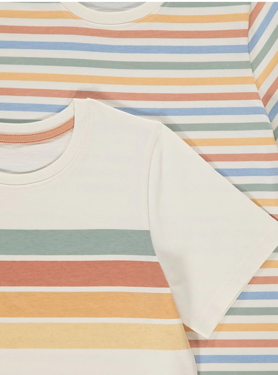 "George at Asda Boys' Muted Stripe Pyjamas 3-Pack | Soft Kids Pajama Set"