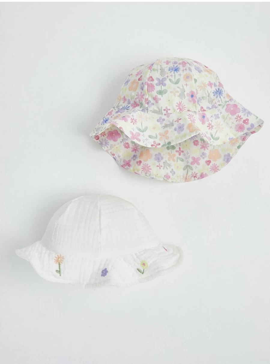 2 Pack Baby Flower Sun Hats by George at Asda – Soft Brim UV Protection for Infants