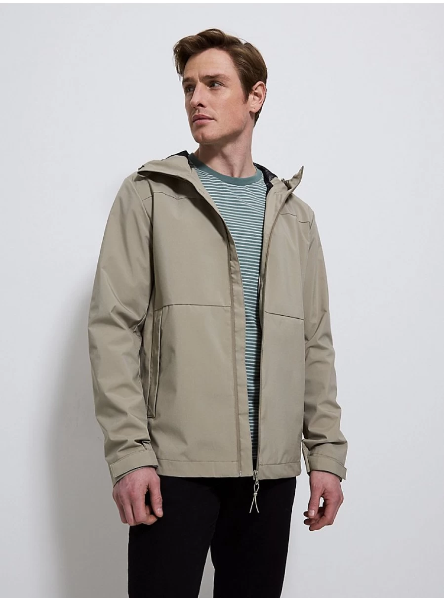 Men's Lightweight Khaki Zip-Through Hooded Jacket | George at Asda