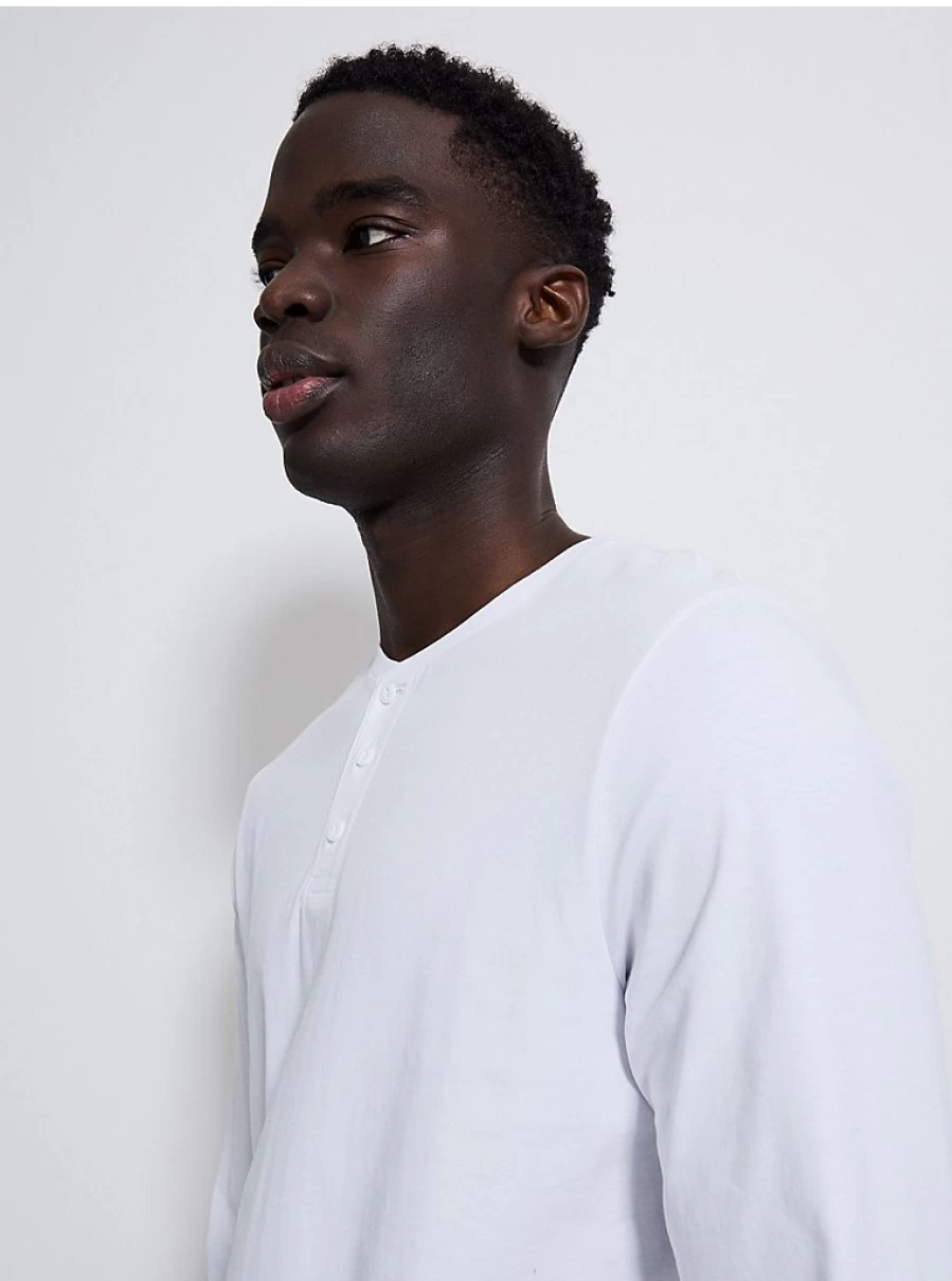 Men's White Grandad Collar Long Sleeve Shirt | George at Asda