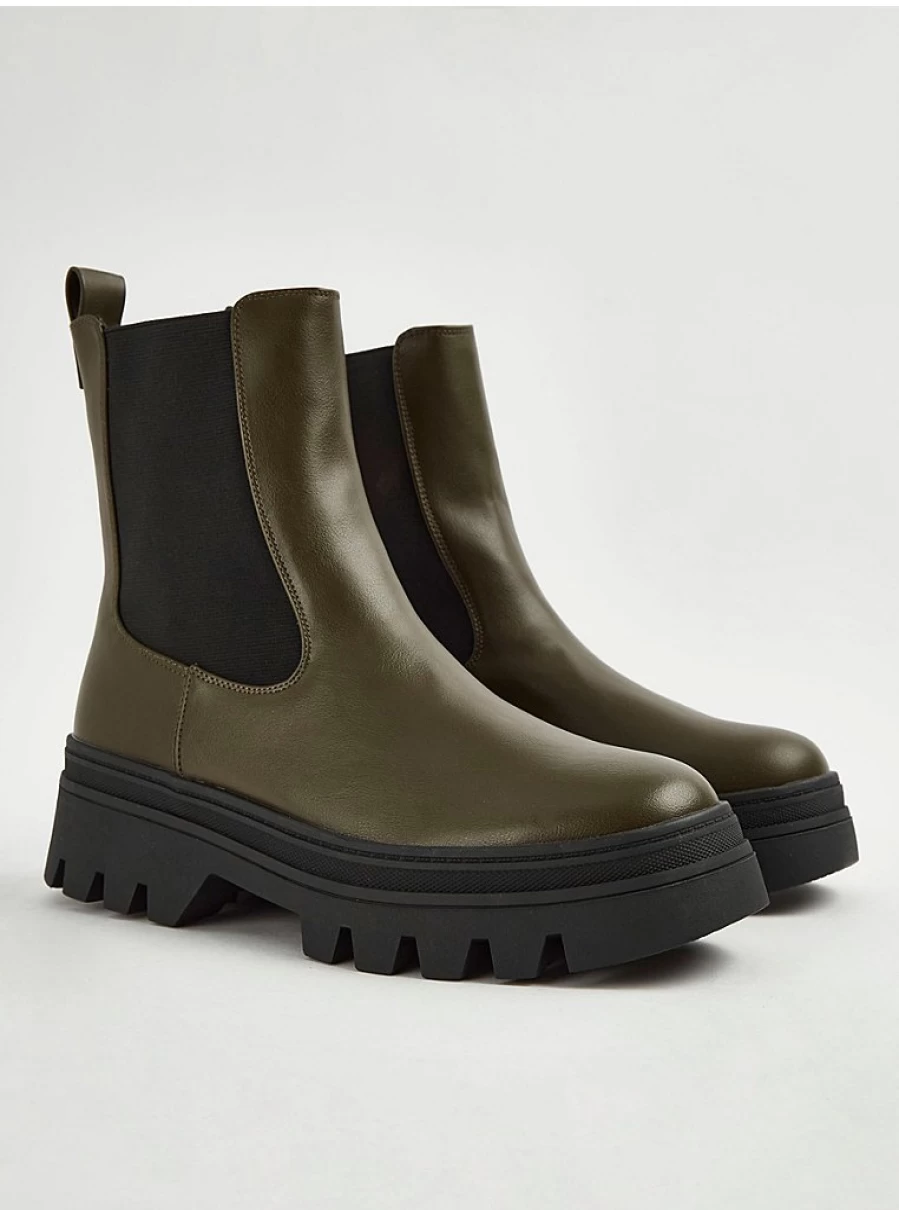 Women's Khaki Chunky Sole Cleated Boots | George at Asda Waterproof Hiking Boots