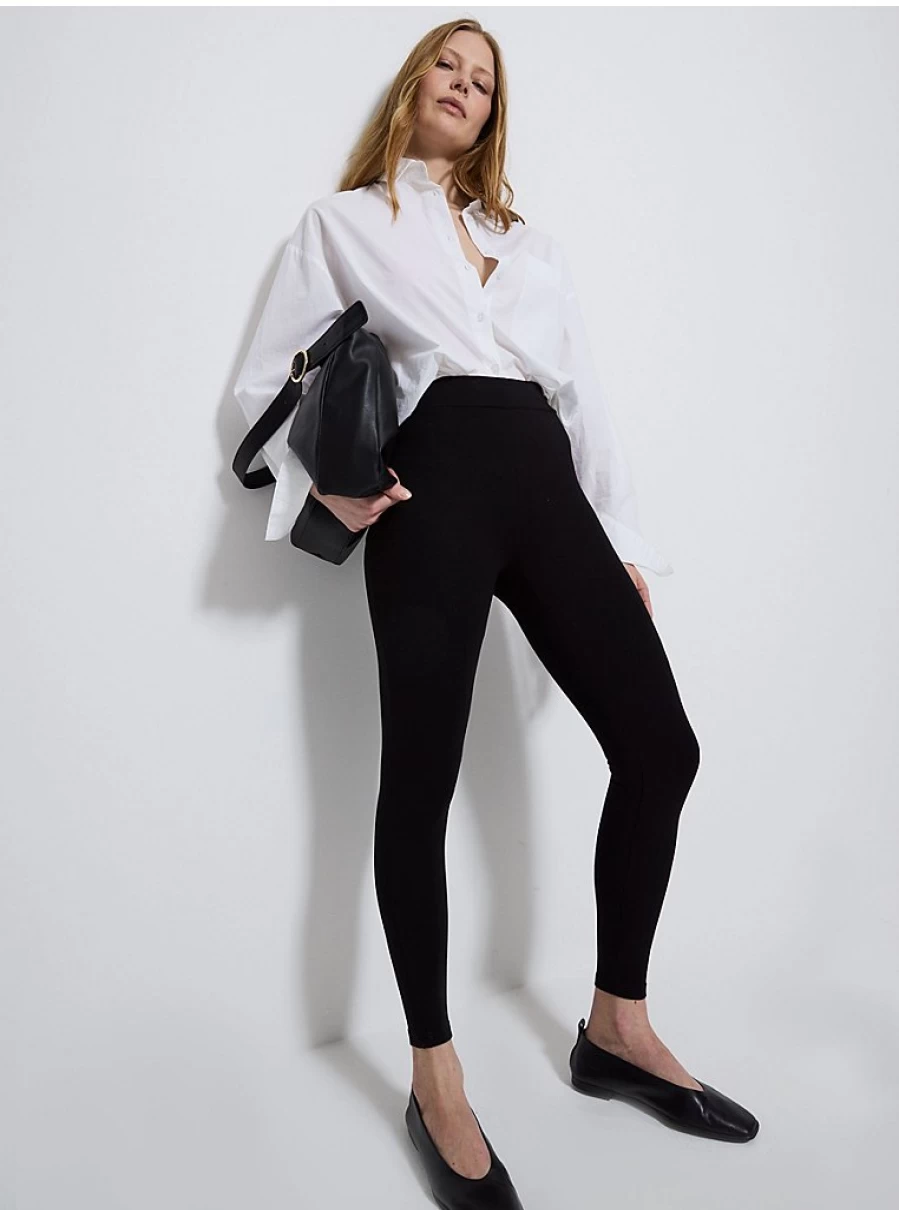 Women's Black Ponte Medium Control Leggings - Comfort & Shapewear | George at Asda