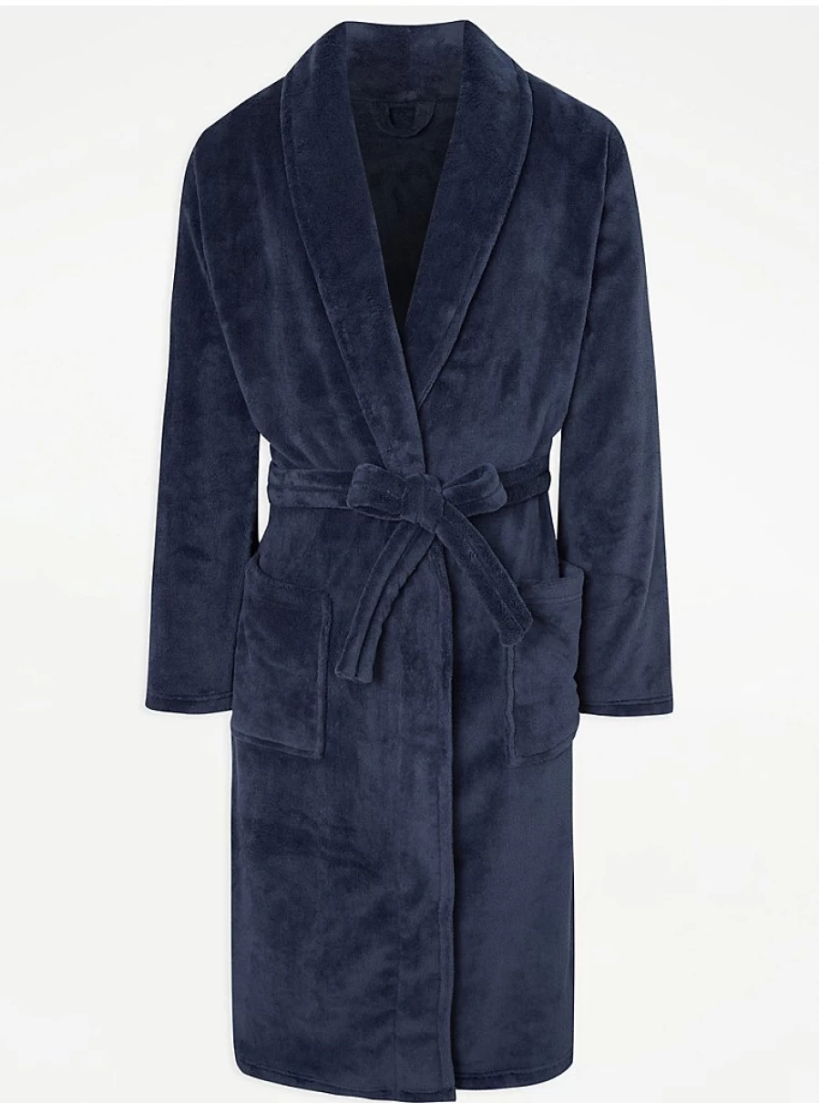 Men's Navy Fleece Dressing Gown by George at Asda – Warm & Comfortable Review