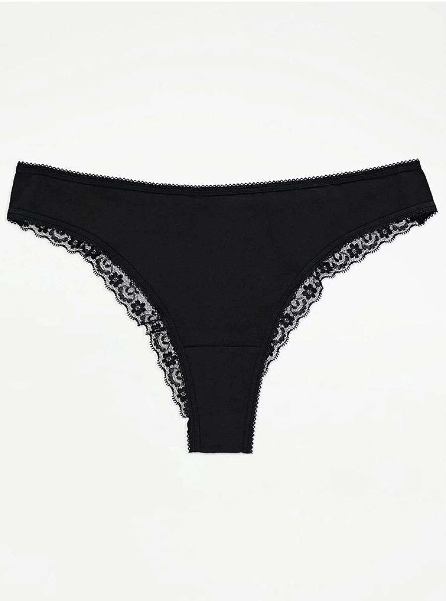 George at Asda Black Lace Trim Brazilian Underwear 5-Pack - Women's Lingerie Set