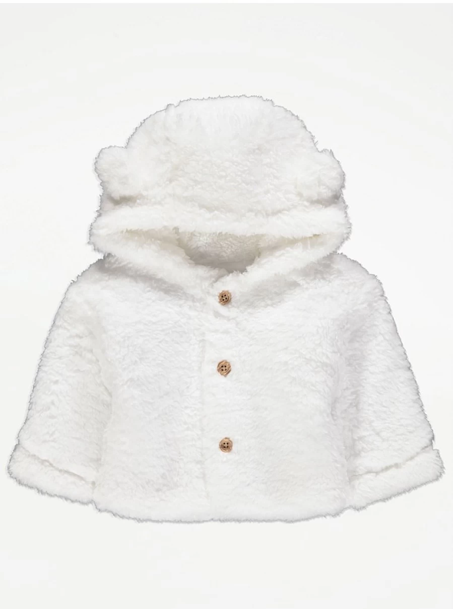 "George at Asda Baby White Fluffy Hooded Jacket – Warm & Cozy Winter Wear Review"