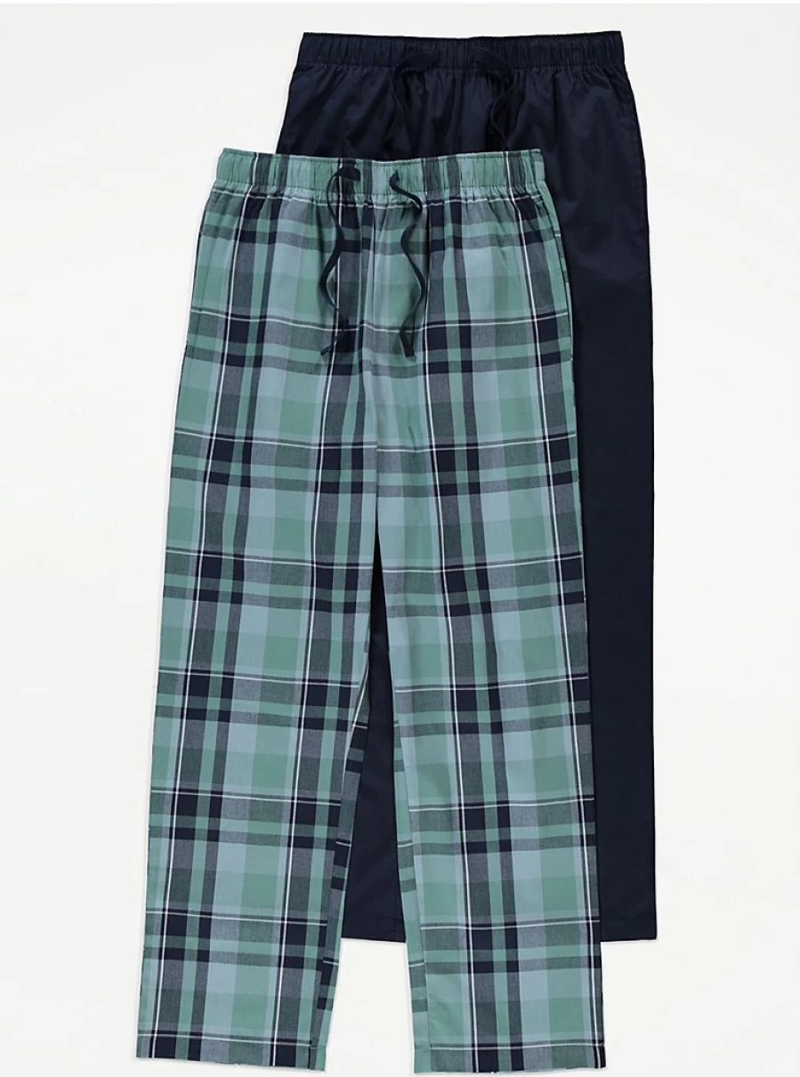 "George at Asda Men's 2-Pack Checked Lounge Pants - Comfortable Assorted Sleep Bottoms"