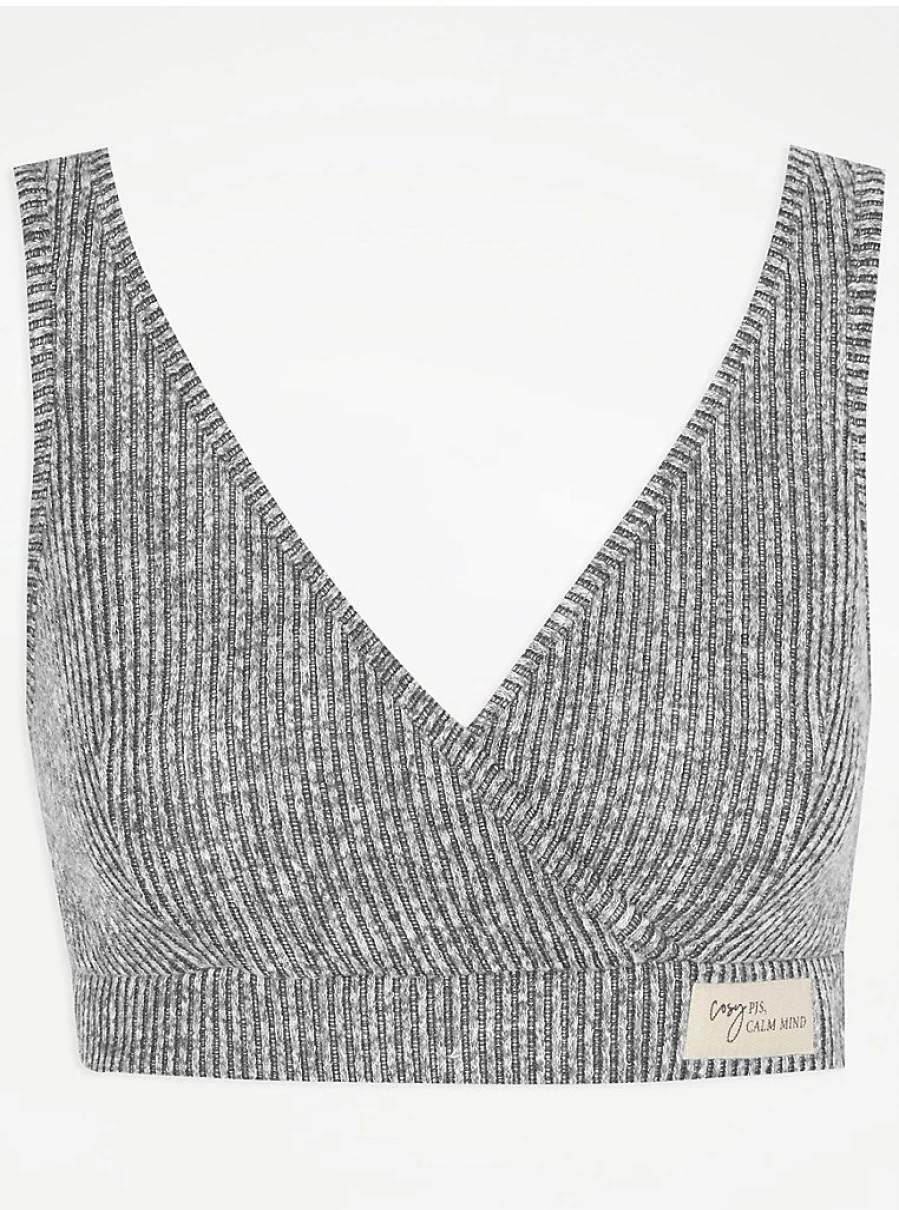 "George at Asda Grey Brushed Knit Ribbed Lounge Bralette - Comfortable Lingerie Review"