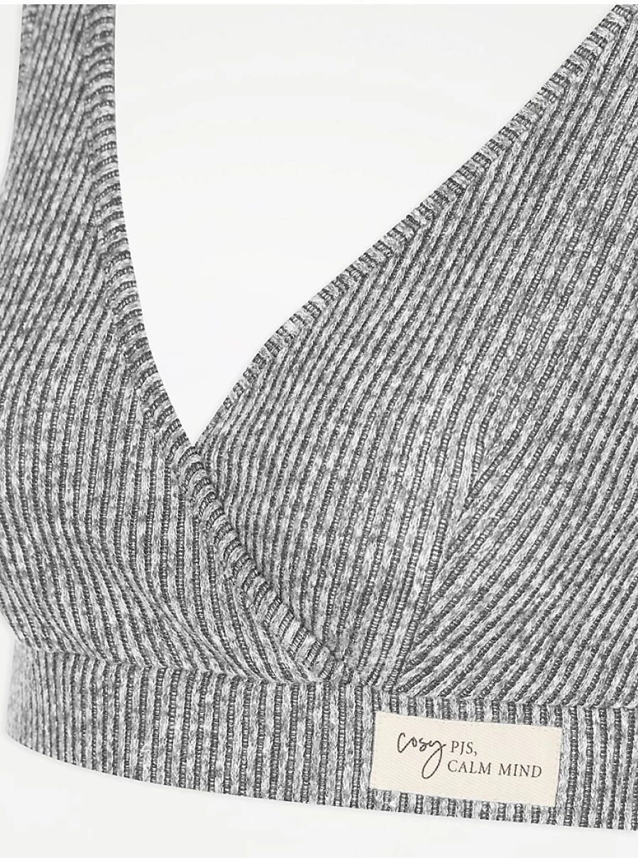 "George at Asda Grey Brushed Knit Ribbed Lounge Bralette - Comfortable Lingerie Review"