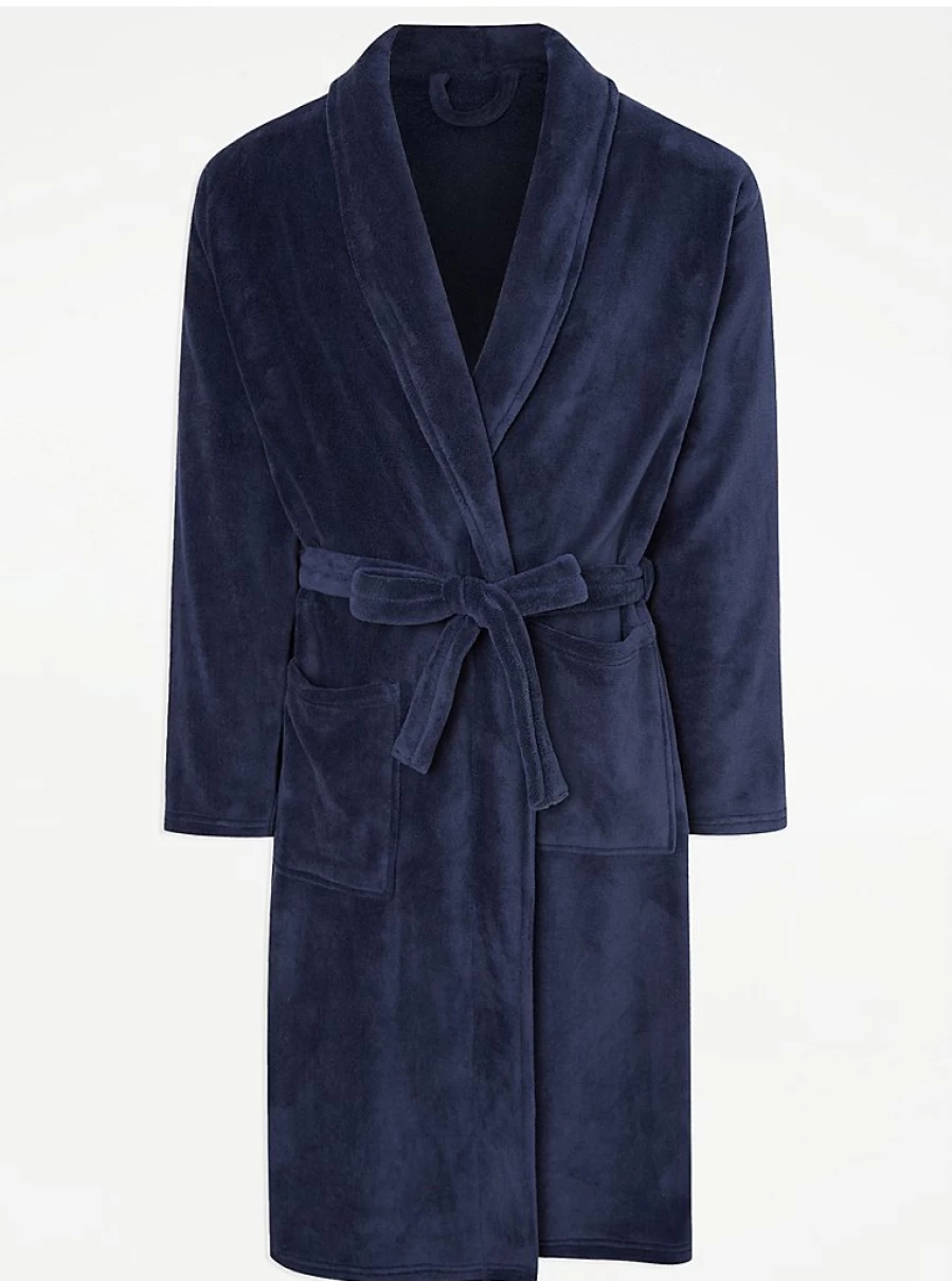 Men's Navy Fleece Dressing Gown by George at Asda – Warm & Comfortable Review